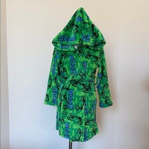 Minecraft Small(6) Green Creeper Kid Robe Terrycloth Attached belt tie